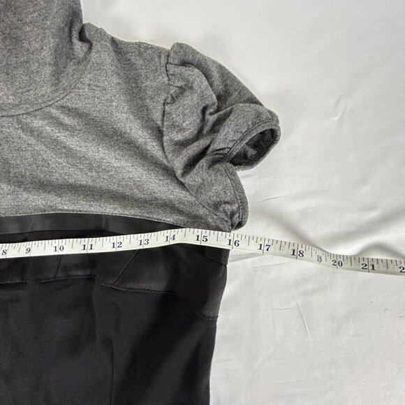 Theory Dress Womens 6 Wool Blend Grey Black Turtleneck Short Sleeve Shift Flaw* - Picture 11 of 15